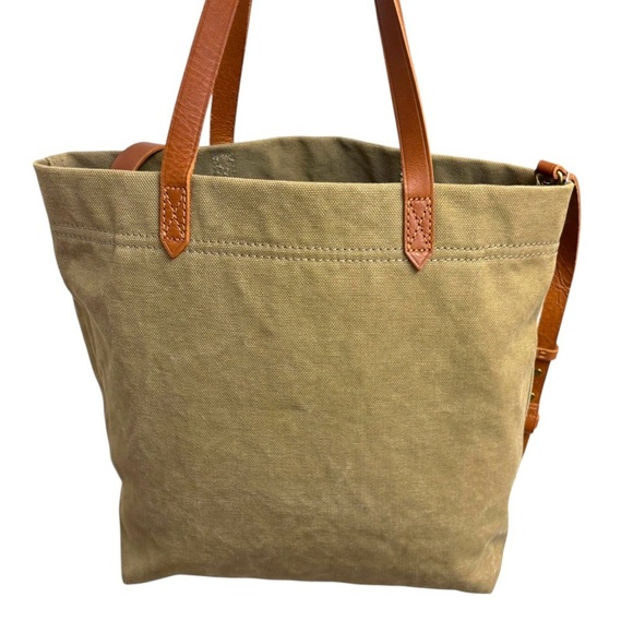 Madewell canvas green and brown tote bag - Picture 2 of 13